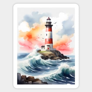 Lighthouse watercolor painting Sticker